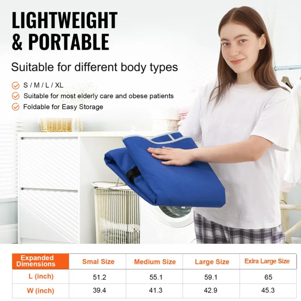 VEVOR Universal Full Body Patient Lift Sling -Small, Patient Lift Medical Sling for Easy Transfer and Bathing, Polyester Patient Aid Transfer Sling for Elderly, Disabled, Bedridden, 600LBS Capacity