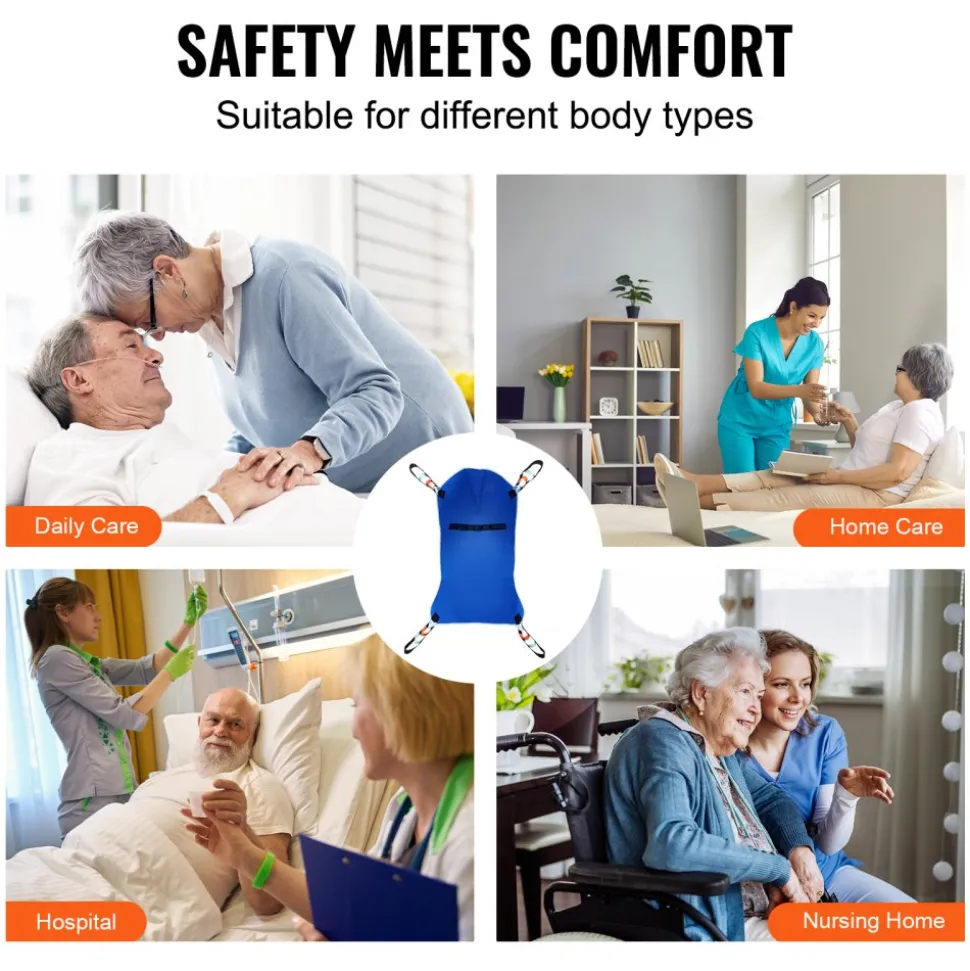 VEVOR Universal Full Body Patient Lift Sling -Small, Patient Lift Medical Sling for Easy Transfer and Bathing, Polyester Patient Aid Transfer Sling for Elderly, Disabled, Bedridden, 600LBS Capacity
