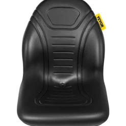 VEVOR Universal Lawn Tractor Seat Replacement, Compact High Back Mower Seat, Black Vinyl Forklift Seat, Central Drain Hole Skid Steer Seat with Mounting Bolt Patterns of 8