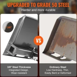 VEVOR Universal 3-point Skid Steer Plate, 3/8" Skid Steer Attachment Plate, 7000lbs Skid Steer Mount Plate Steel Adapter Loader, Compatible with Deere, Kubota, Bobcat, Mahindra Skid Steers, Tractors