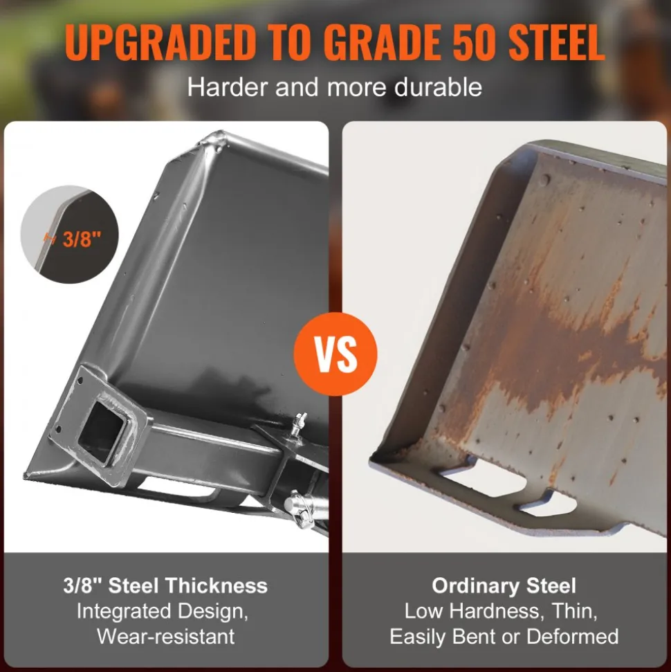 VEVOR Universal 3-point Skid Steer Plate, 3/8" Skid Steer Attachment Plate, 7000lbs Skid Steer Mount Plate Steel Adapter Loader, Compatible with Deere, Kubota, Bobcat, Mahindra Skid Steers, Tractors