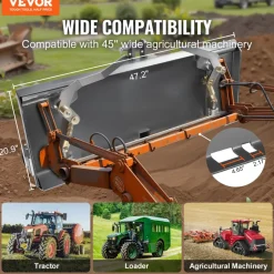VEVOR Universal 3-point Skid Steer Plate, 3/8