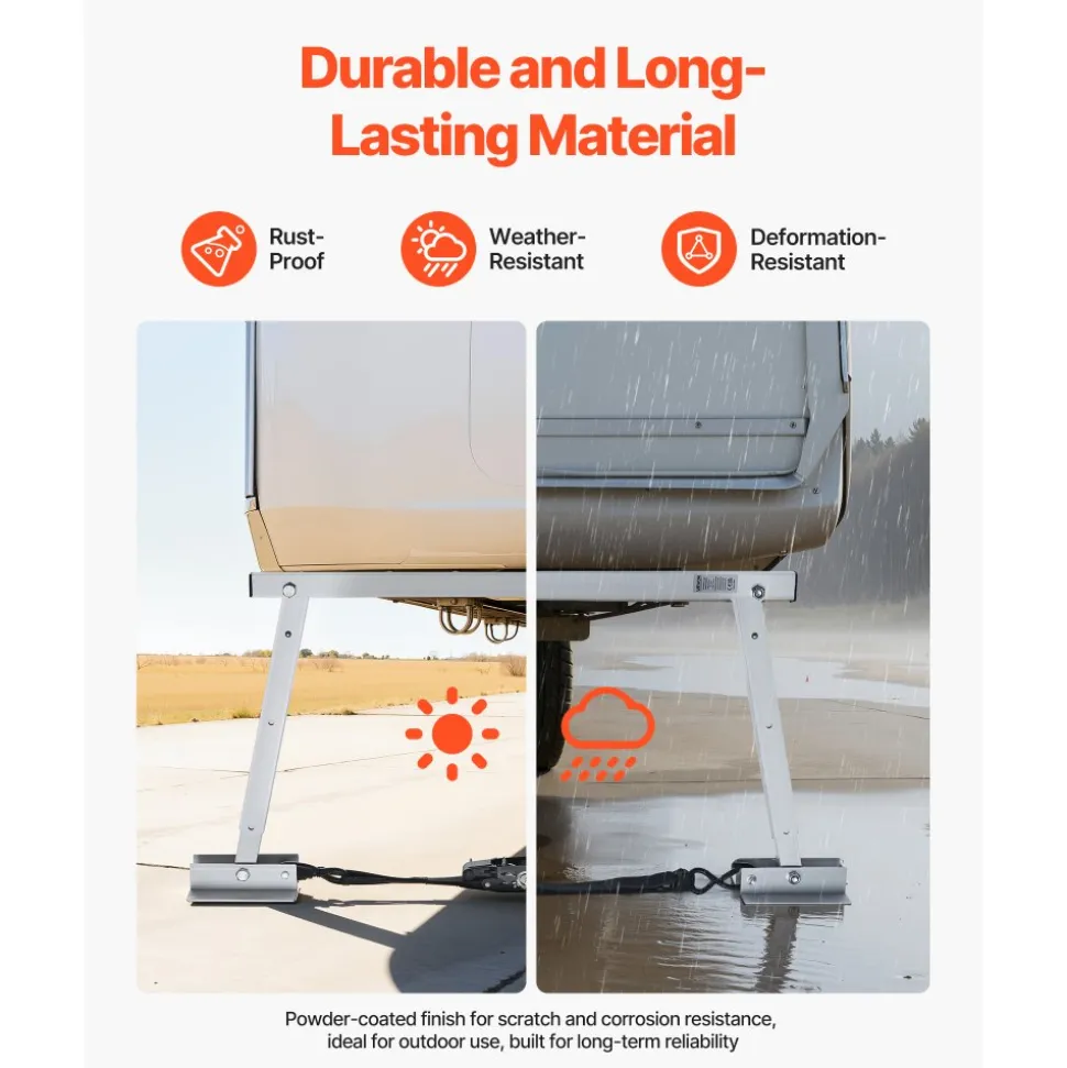 VEVOR Universal RV Stabilizer, RV Bumper Stabilizer for Trailers, Campers, Fifth Wheel, Compact Foldable Design for Easy Storage, Adjustable Height from 12 inch to 28 inch, Reduces RV Wobble, 1 Pack