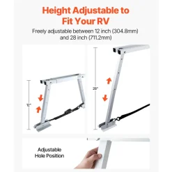 VEVOR Universal RV Stabilizer, RV Bumper Stabilizer for Trailers, Campers, Fifth Wheel, Compact Foldable Design for Easy Storage, Adjustable Height from 12 inch to 28 inch, Reduces RV Wobble, 1 Pack