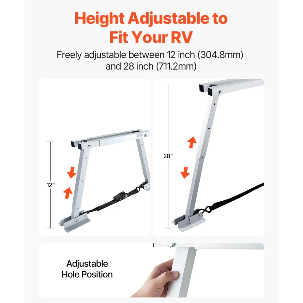 VEVOR Universal RV Stabilizer, RV Bumper Stabilizer for Trailers, Campers, Fifth Wheel, Compact Foldable Design for Easy Storage, Adjustable Height from 12 inch to 28 inch, Reduces RV Wobble, 1 Pack
