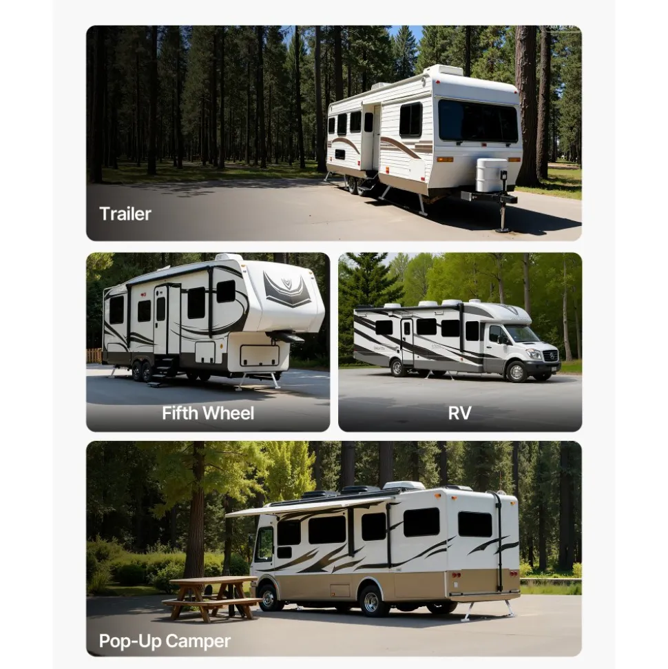 VEVOR Universal RV Stabilizer, RV Bumper Stabilizer for Trailers, Campers, Fifth Wheel, Compact Foldable Design for Easy Storage, Adjustable Height from 12 inch to 28 inch, Reduces RV Wobble, 2PCS
