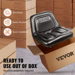 VEVOR Universal Tracor Seat, Lawn Mower Seat with Micro Switch and Drainage Holes, 6.3-13.4 inch Extended Slot Tractor Seat for Tractor Loader Excavator