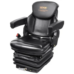 VEVOR Universal Tractor seat Suspension, Fold Down Forklift Seat with Adjustable Angle Back, Micro Switch, Seatbelt and Armrests, 3-level Shock Absorption Tractor Seat for Tractor Loader Excavator