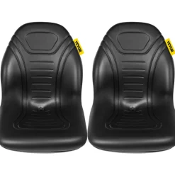 VEVOR Universal Tractor Seat Replacement 2 Pack, Compact High Back Mower Seat Pair, Black Vinyl Forklift Seat, Central Drain Hole Skid Steer Seat with Mounting Bolt Patterns