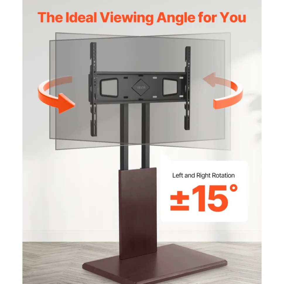 VEVOR Universal TV Stand, Table Top TV Stand for 32-70 inch Screens, Swivel and Height Adjustable TV Mount Stand Holds up to 99 lbs with Power Strip, for Living Room, Bedroom, MAX VESA 600 x 400 mm