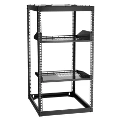 VEVOR 20U Open Frame Network Rack, 23 in Depth, Wall Mounted or Floor Standing Server Rack, Heavy Duty 4 Post, with Vented Shelves & Mounting Hardware, Holds All Your Networking IT Equipment AV Gear