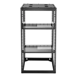 VEVOR 20U Open Frame Network Rack, 23 in Depth, Wall Mounted or Floor Standing Server Rack, Heavy Duty 4 Post, with Vented Shelves & Mounting Hardware, Holds All Your Networking IT Equipment AV Gear