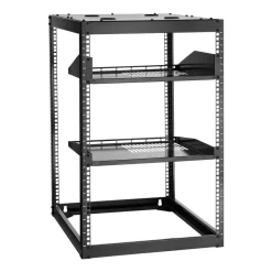 VEVOR 16U Open Frame Network Rack, 23 in Depth, Wall Mounted or Floor Standing Server Rack, Heavy Duty 4 Post, with Vented Shelves & Mounting Hardware, Holds All Your Networking IT Equipment AV Gear