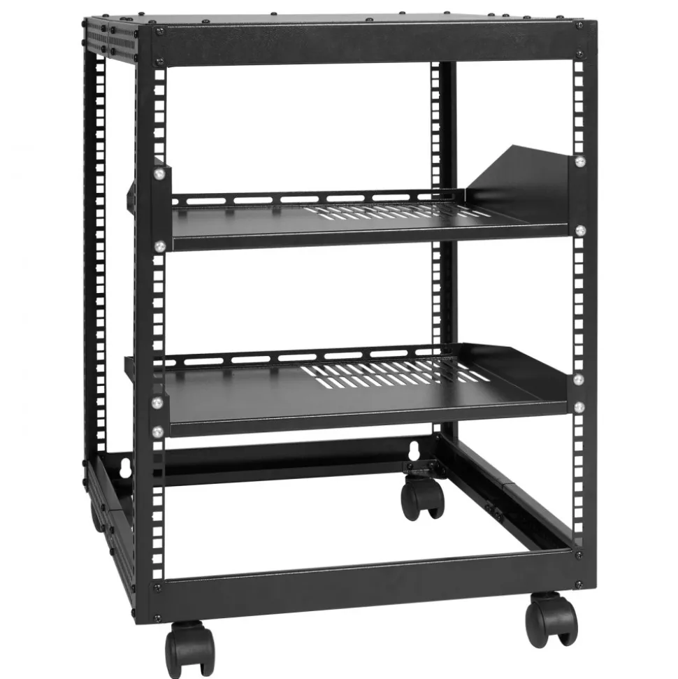 VEVOR 12U Open Frame Server Rack, 23-40 in Adjustable Depth, Free Standing or Wall Mount Network Server Rack, 4 Post AV Rack with Casters, Holds All Your Networking IT Equipment AV Gear Router Modem