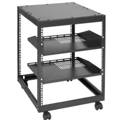 VEVOR 12U Open Frame Server Rack, 23-40 in Adjustable Depth, Free Standing or Wall Mount Network Server Rack, 4 Post AV Rack with Casters, Holds All Your Networking IT Equipment AV Gear Router Modem