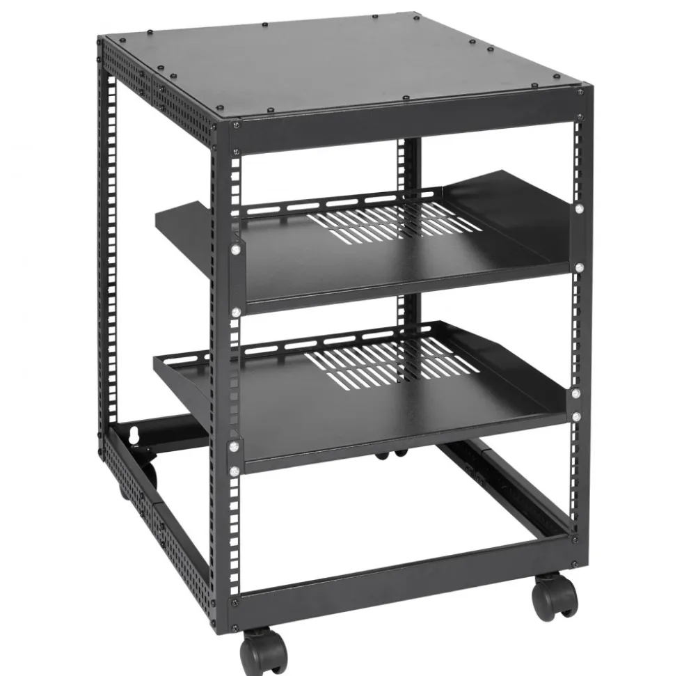 VEVOR 12U Open Frame Server Rack, 23-40 in Adjustable Depth, Free Standing or Wall Mount Network Server Rack, 4 Post AV Rack with Casters, Holds All Your Networking IT Equipment AV Gear Router Modem
