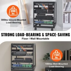 VEVOR 12U Open Frame Server Rack, 23-40 in Adjustable Depth, Free Standing or Wall Mount Network Server Rack, 4 Post AV Rack with Casters, Holds All Your Networking IT Equipment AV Gear Router Modem