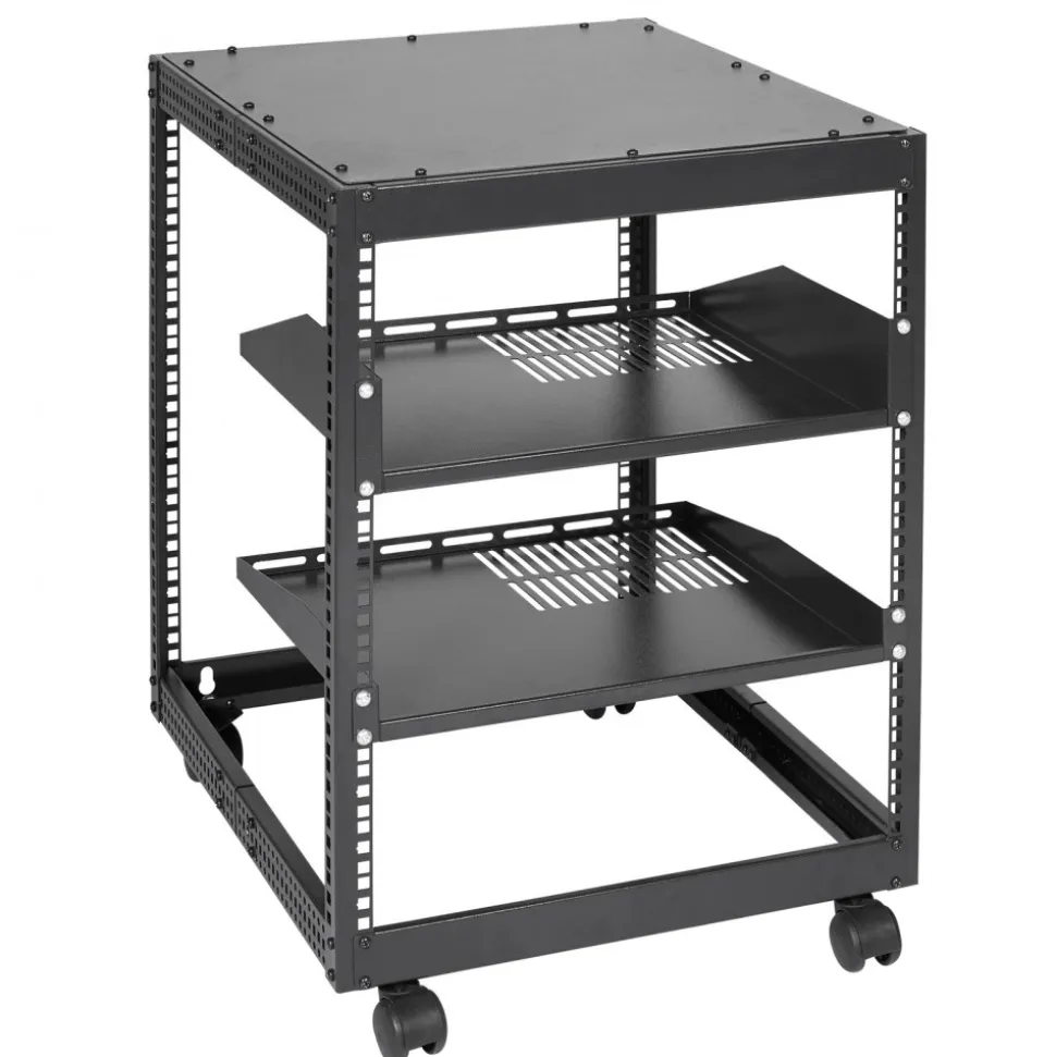 VEVOR 12U Open Frame Server Rack, 23-40 in Adjustable Depth, Free Standing or Wall Mount Network Server Rack, 4 Post AV Rack with Casters, Holds All Your Networking IT Equipment AV Gear Router Modem