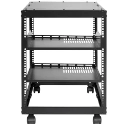 VEVOR 12U Open Frame Server Rack, 23-40 in Adjustable Depth, Free Standing or Wall Mount Network Server Rack, 4 Post AV Rack with Casters, Holds All Your Networking IT Equipment AV Gear Router Modem