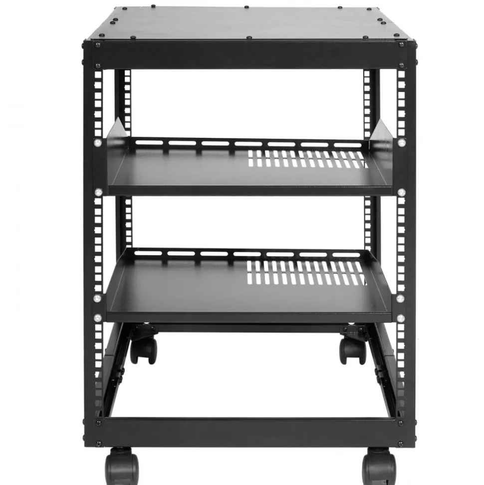 VEVOR 12U Open Frame Server Rack, 23-40 in Adjustable Depth, Free Standing or Wall Mount Network Server Rack, 4 Post AV Rack with Casters, Holds All Your Networking IT Equipment AV Gear Router Modem