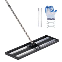 VEVOR Updated Lawn Leveling Rake with Roller, 36" x 10" Stainless Steel Lawn Leveler with 83.9" Adjustable Handle, Heavy Duty Yard Leveling Rake, Effort Saving Lawn Leveling Tool for Yard Golf Court