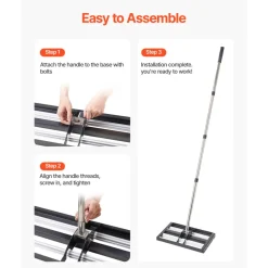 VEVOR Updated Lawn Leveling Rake with Roller, 17" x 10" Stainless Steel Lawn Leveler with 63.4" Adjustable Handle, Heavy Duty Yard Leveling Rake, Effort Saving Lawn Leveling Tool for Yard Golf Court