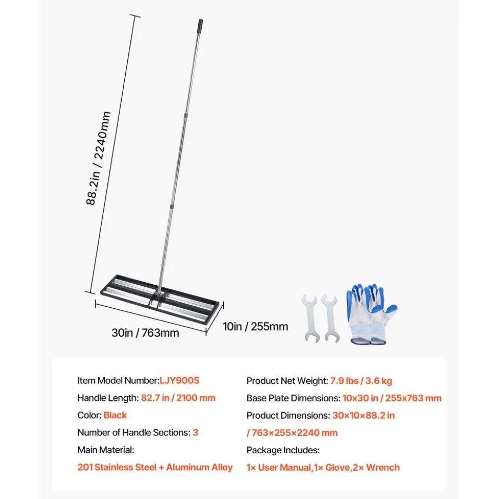 VEVOR Updated Lawn Leveling Rake with Roller, 30" x 10" Stainless Steel Lawn Leveler with 83.9" Adjustable Handle, Heavy Duty Yard Leveling Rake, Effort Saving Lawn Leveling Tool for Yard Golf Court