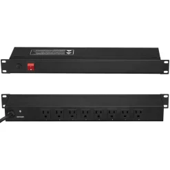 VEVOR 1U PDU, 8 Outlets, Rack Mount Power Strip Fits Standard 19" Server Racks, with Integrated Switch Surge Protection & Overload Protection, 110-125V/15A, Ideal for Home and Office