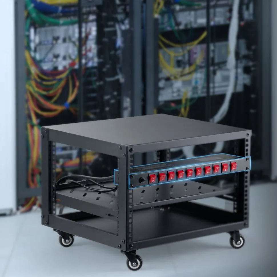VEVOR 1U PDU, 10 Outlets, Rack Mount Power Strip Fits Standard 19" Server Racks, with Independent Switch Surge Protection & Overload Protection, 110-125V/15A, Ideal for Home and Office