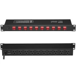 VEVOR 1U PDU, 10 Outlets, Rack Mount Power Strip Fits Standard 19