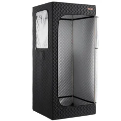 VEVOR Upgraded Portable Steam Sauna for Home, 1 Person Full Body Home Spa Tent with Steamer & 1 Foldable Chairs & Remote & Essential Oil Box,Heavy-Duty Stainless Steel Frame Sauna Box, (Black)