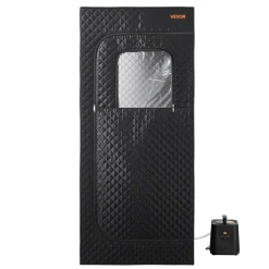 VEVOR Upgraded Portable Steam Sauna for Home, 1 Person Full Body Home Spa Tent with Steamer & 1 Foldable Chairs & Remote & Essential Oil Box,Heavy-Duty Stainless Steel Frame Sauna Box, (Black)