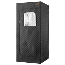 VEVOR Upgraded Portable Steam Sauna for Home, 1 Person Full Body Home Spa Tent with Steamer & 1 Foldable Chairs & Remote & Essential Oil Box,Heavy-Duty Stainless Steel Frame Sauna Box, (Black)