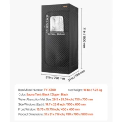 VEVOR Upgraded Portable Steam Sauna for Home, 1 Person Full Body Home Spa Tent with Steamer & 1 Foldable Chairs & Remote & Essential Oil Box,Heavy-Duty Stainless Steel Frame Sauna Box, (Black)