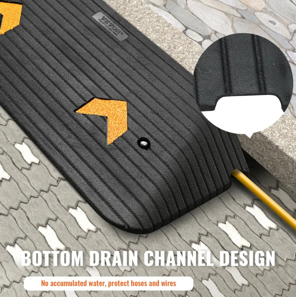 VEVOR Upgraded Rubber Threshold Ramp, 3" Rise Door Ramp with 1 Channel, Natural Rubber Car Ramp with Non-Slip Textured Surface, 33069 lbs Load Capacity Curb Ramp for Wheelchair and Scooter