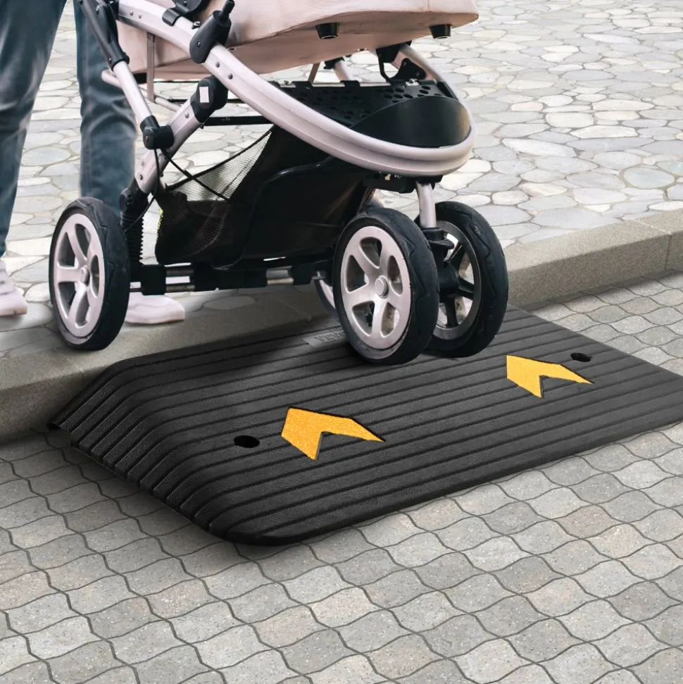 VEVOR Upgraded Rubber Threshold Ramp, 3" Rise Door Ramp with 1 Channel, Natural Rubber Car Ramp with Non-Slip Textured Surface, 33069 lbs Load Capacity Curb Ramp for Wheelchair and Scooter