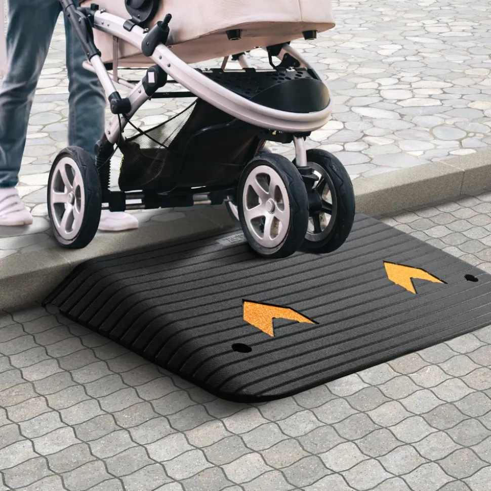 VEVOR Upgraded Rubber Threshold Ramp, 3.5" Rise Door Ramp with 1 Channel, Natural Rubber Car Ramp with Non-Slip Textured Surface, 33069 lbs Load Capacity Curb Ramp for Wheelchair and Scooter