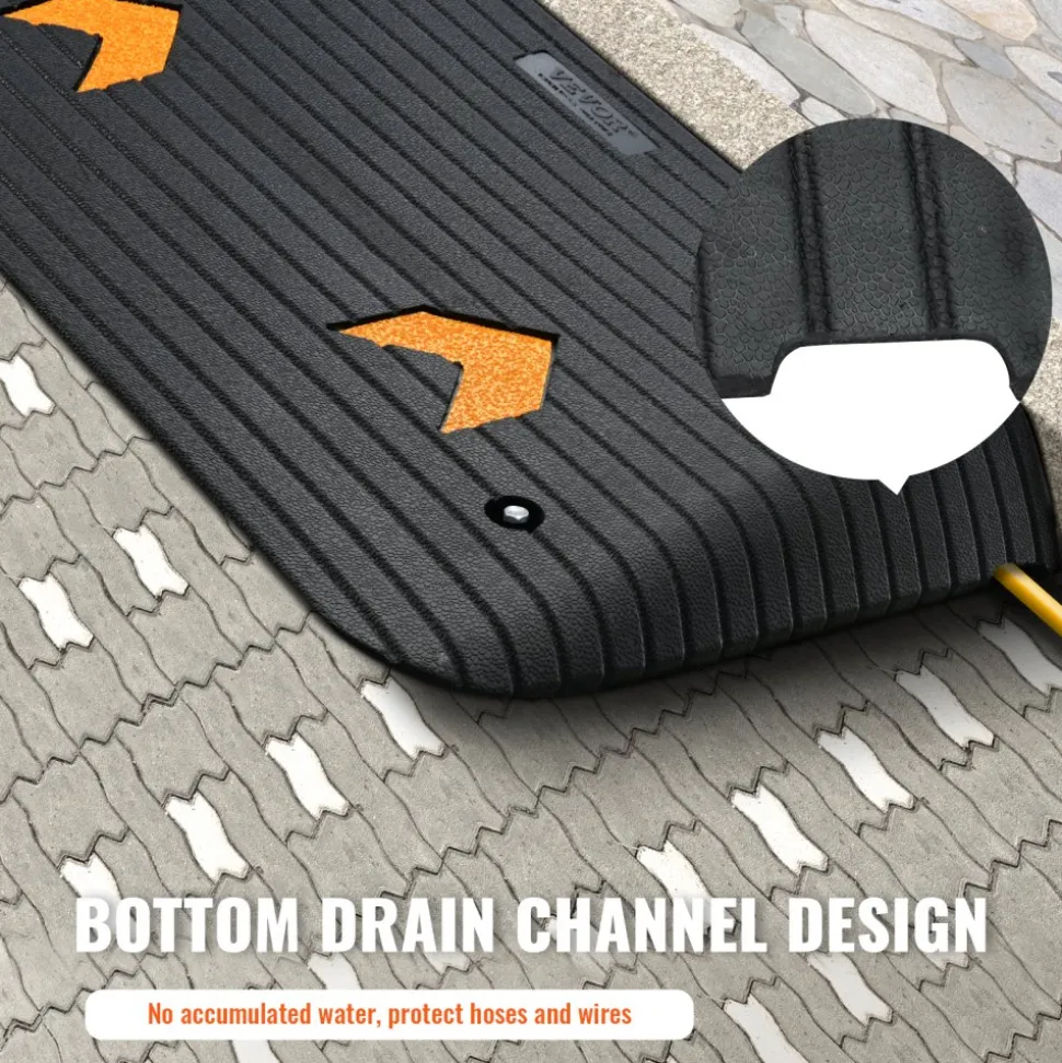 VEVOR Upgraded Rubber Threshold Ramp, 3.5" Rise Door Ramp with 1 Channel, Natural Rubber Car Ramp with Non-Slip Textured Surface, 33069 lbs Load Capacity Curb Ramp for Wheelchair and Scooter