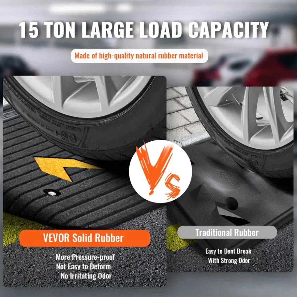 VEVOR Upgraded Rubber Threshold Ramp, 3.5" Rise Door Ramp with 1 Channel, Natural Rubber Car Ramp with Non-Slip Textured Surface, 33069 lbs Load Capacity Curb Ramp for Wheelchair and Scooter