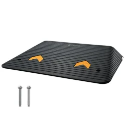VEVOR Upgraded Rubber Threshold Ramp, 4" Rise Door Ramp with 1 Channel, Natural Rubber Car Ramp with Non-Slip Textured Surface, 33069 lbs Load Capacity Curb Ramp for Wheelchair and Scooter