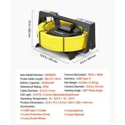 VEVOR 2026 Upgraded Sewer Camera with WiFi, 98.4ft/30m Drain Pipeline Camera, IP68 Snake Plumbing Cameras with Light- 12 LEDS, Wireless WiFi Connectivity to Phone/Tablet for Sewer Duct Pipe Inspection