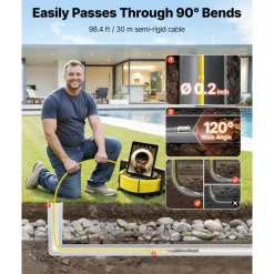 VEVOR 2026 Upgraded Sewer Camera with WiFi, 98.4ft/30m Drain Pipeline Camera, IP68 Snake Plumbing Cameras with Light- 12 LEDS, Wireless WiFi Connectivity to Phone/Tablet for Sewer Duct Pipe Inspection