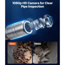 VEVOR 2026 Upgraded Sewer Camera with WiFi, 65.6ft/20m Drain Pipeline Camera, IP68 Snake Plumbing Cameras with Light- 12 LEDS, Wireless WiFi Connectivity to Phone/Tablet for Sewer Duct Pipe Inspection