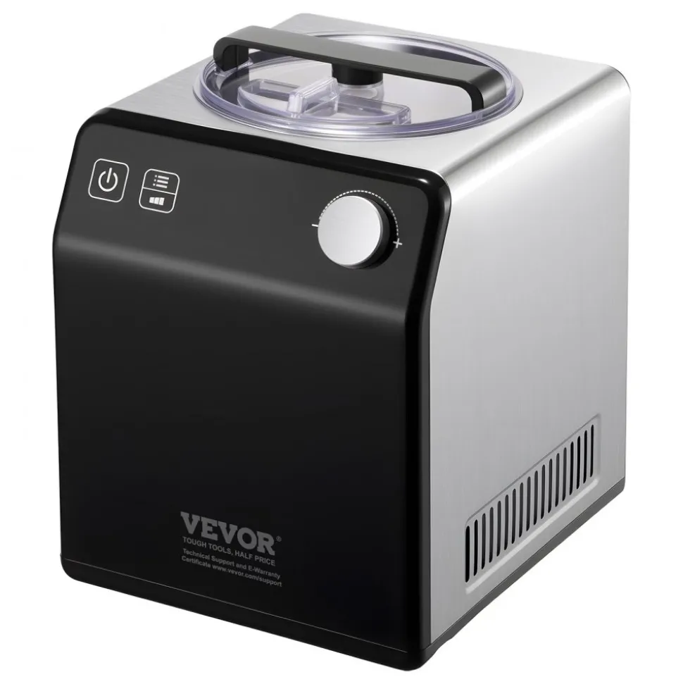 VEVOR Upright Automatic Ice Cream Maker with Built-in Compressor, 1 Quart No Pre-freezing Gelato Maker & Frozen Yogurt Machine, 4 Modes Electric Sorbet-Maker, Compressor Ice Cream Machine for Home
