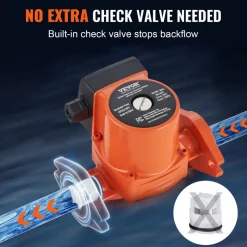 VEVOR UPS15-58FC Hot Water Recirculating Pump, 110V, 82W 17 GPM Hot Water Circulation Pump, 1