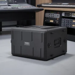 VEVOR 2U Rack Case, 12 in Depth, Rackmount Flight Case Shallow Rack with Microphone Compartment, Polyethylene Construction, Recessed Latches, Easy Installation, for Amplifier, 8.7 in Internal Depth