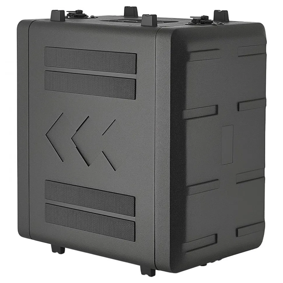 VEVOR 2U Rack Case, 12 in Depth, Rackmount Flight Case Shallow Rack with Microphone Compartment, Polyethylene Construction, Recessed Latches, Easy Installation, for Amplifier, 8.7 in Internal Depth
