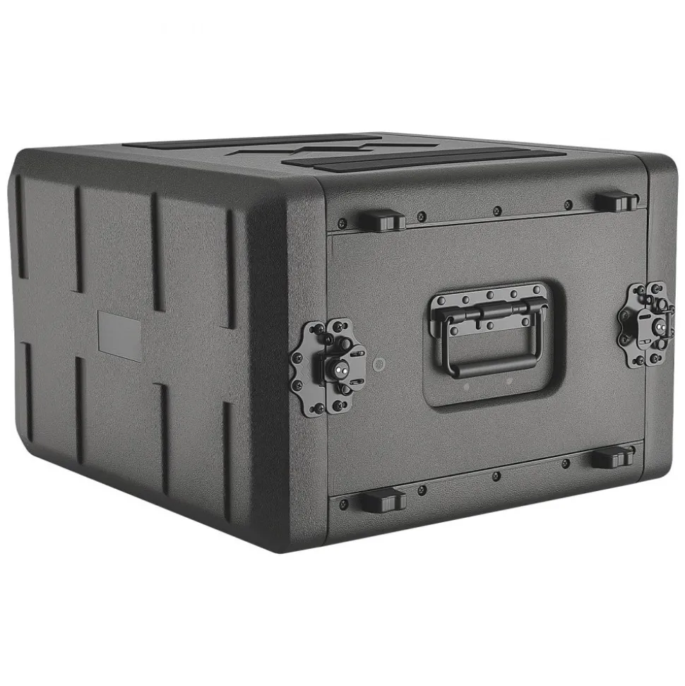 VEVOR 2U Rack Case, 12 in Depth, Rackmount Flight Case Shallow Rack with Microphone Compartment, Polyethylene Construction, Recessed Latches, Easy Installation, for Amplifier, 8.7 in Internal Depth