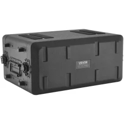 VEVOR 6U Rack Case, 12 in Depth, Rackmount Flight Case Shallow Rack with Microphone Compartment, Polyethylene Construction, Recessed Latches, Easy Installation, for Amplifier, 8.7 in Internal Depth