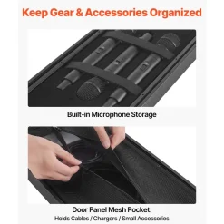 VEVOR 4U Rack Case, 12 in Depth, Rackmount Flight Case Shallow Rack with Microphone Compartment, Polyethylene Construction, Recessed Latches, Easy Installation, for Amplifier, 8.7 in Internal Depth